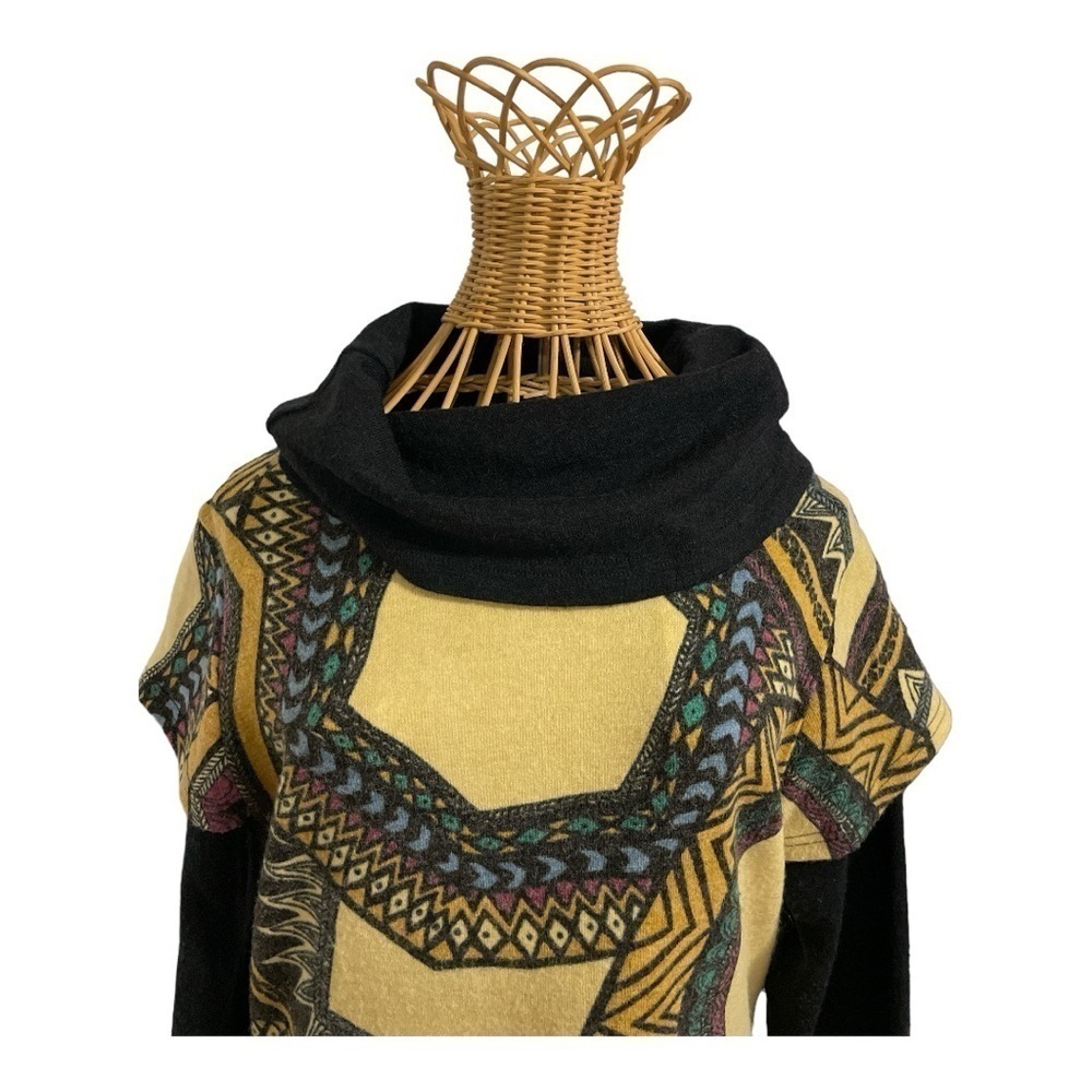 Addie Geo Print Cowl Neck Layered Sweater Dress Tunic L - Picture 5 of 13